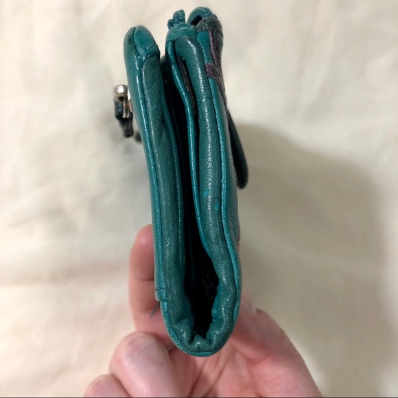 Fossil Leather Wallet - Blue with Birds and Key - Picture 6 of 8